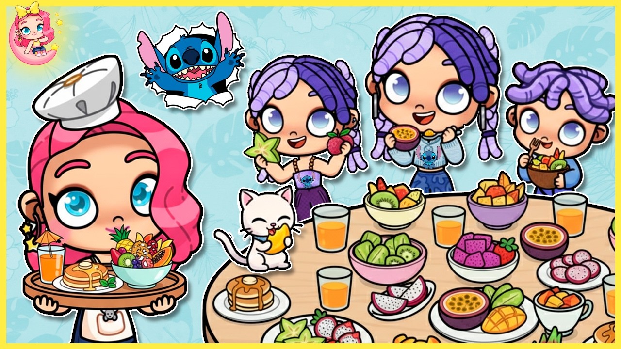 🍍🌴 Desayuno Tropical SORPRESA con la Familia Ohana | Avatar World 🌙✨ Rutina de Domingo