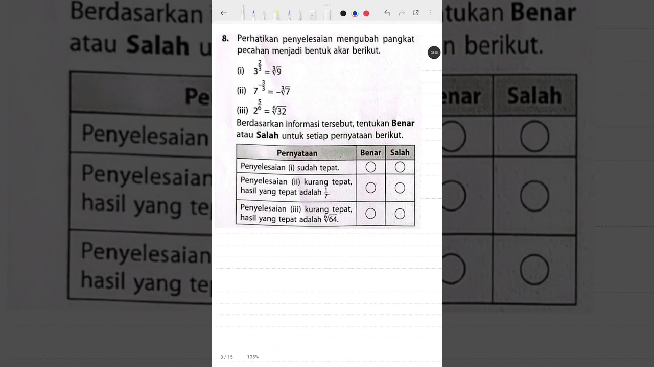 Latihan TKA SMP Materi Bilangan Berpangkat dan irasional 