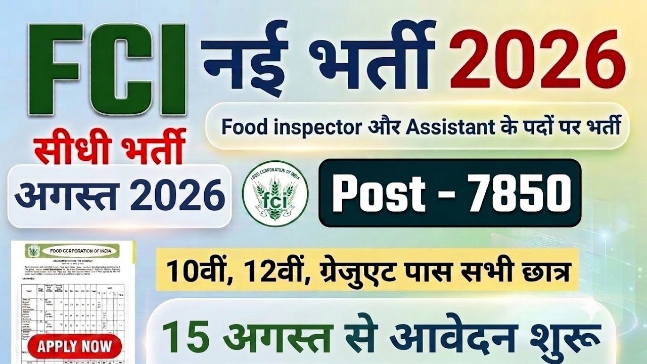 FCI Recruitment 2026, Food Safety Officer Recruitment 2026, FSSAI Vacancy 2026
