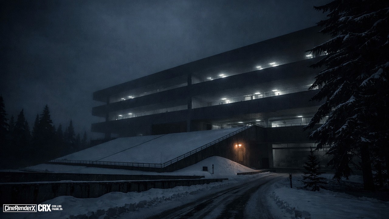 Mysterious Foggy Building at Night | Cinematic Dark Ambience | 1 Hour