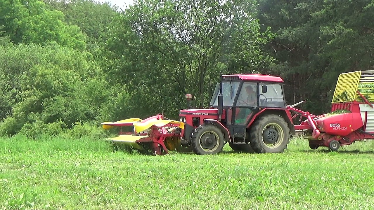 Zelené krmení, sečení vojtěšky. Traktor Zetor 7745 + POTTINGER NOVACAT 261 classic a BOSS ALPIN 251