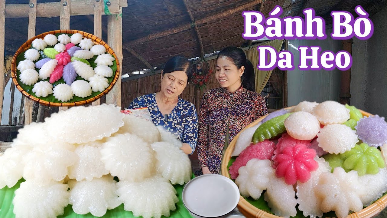 Bánh Bò Da Heo làm theo kiểu truyền thống bánh nở bông mềm dai nhiều rễ tre