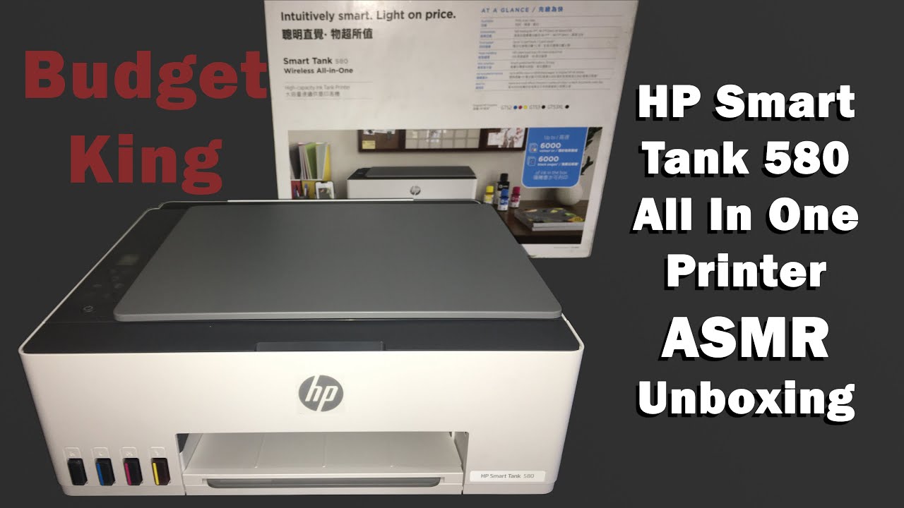 HP Smart Tank 580 All In One Printer ASMR Unboxin & Setup