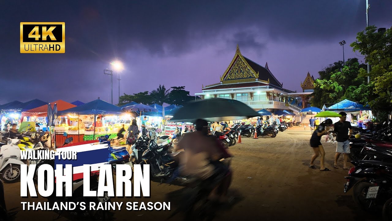 Rainy Day on Koh Larn Island 🇹🇭 Pattaya’s Paradise in Low Season | 4K Walking Tour