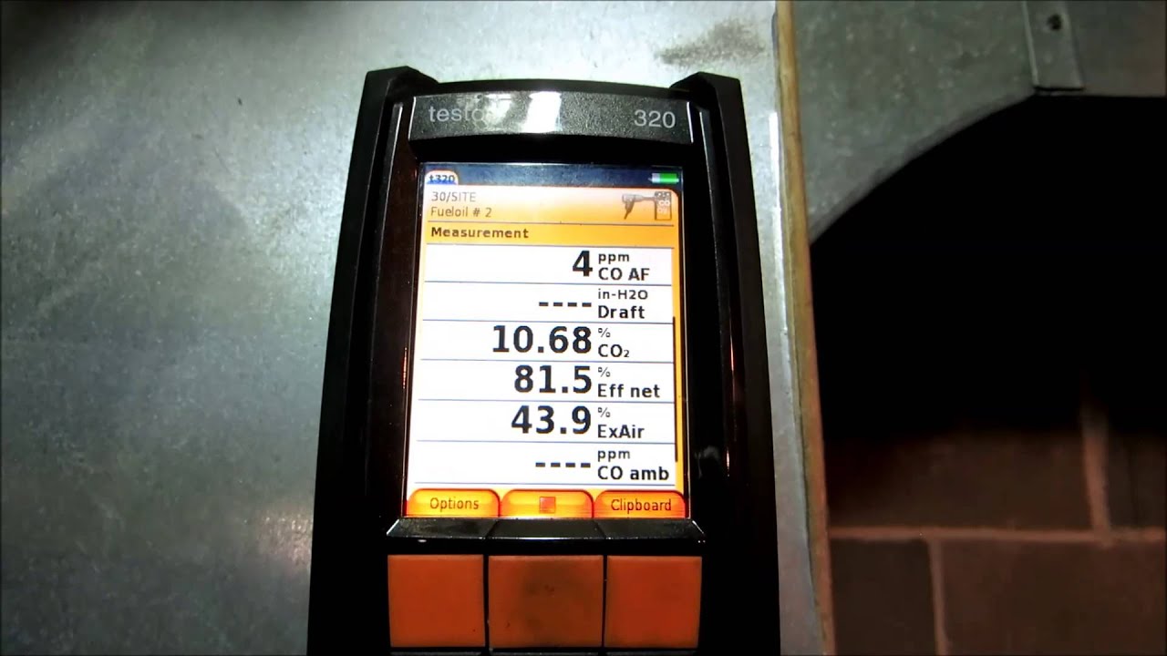 testo 320 dials in a oil furnace