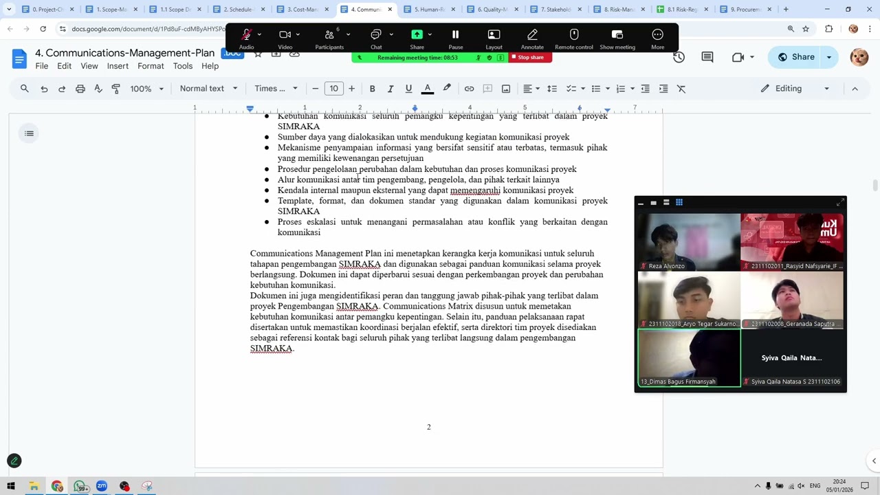 Presentasi Manajemen Proyek TIK Kelompok SIMRAKA
