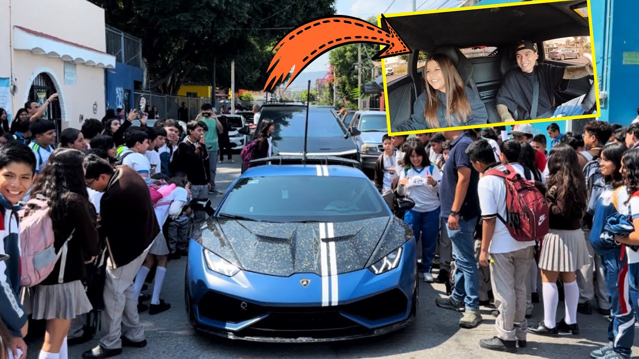 Llevé a mi sobrina A SU ESCUELA en mi LAMBORGHINI y CYBERTRUCK y así REACCIONARON | ManuelRivera11