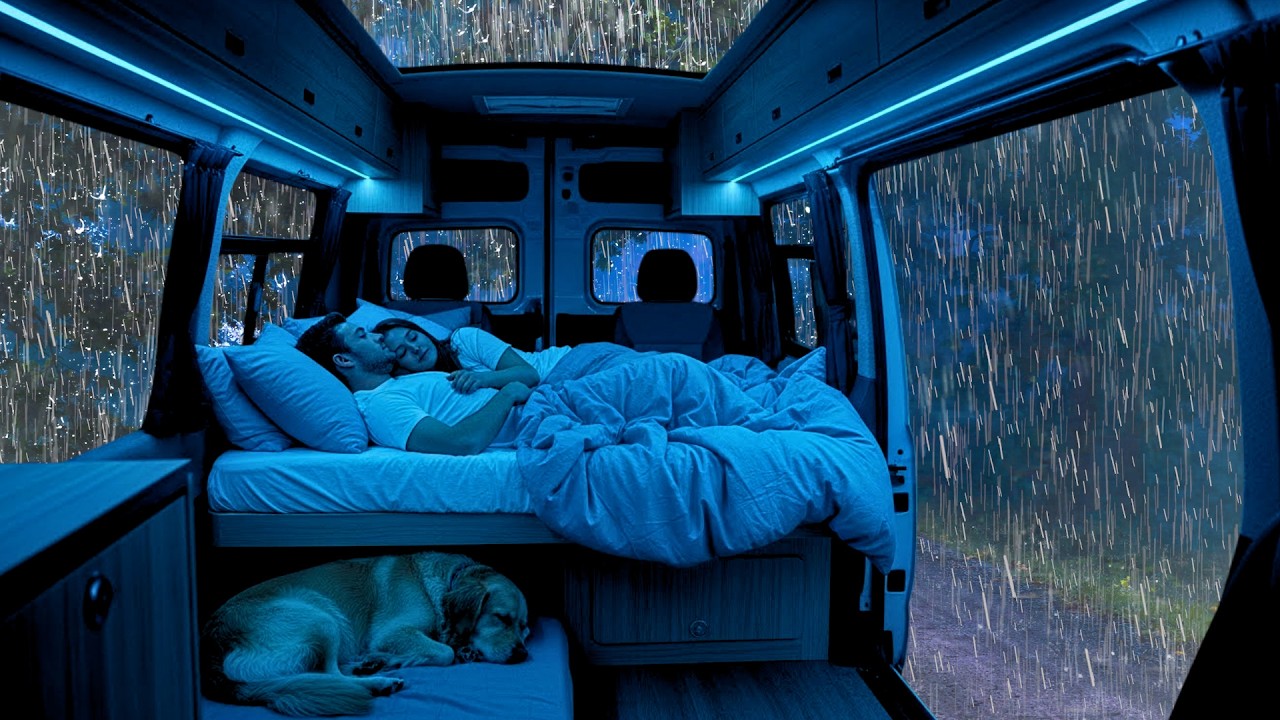 Chuva de carro à noite ⛈️ ASMR relaxante de trovão para um descanso profundo