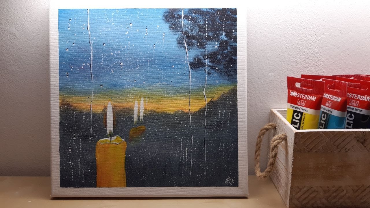 Candle by the Window | Time-lapse | How to Paint Acrylic Painting | #28 (inspired by Joony Art)