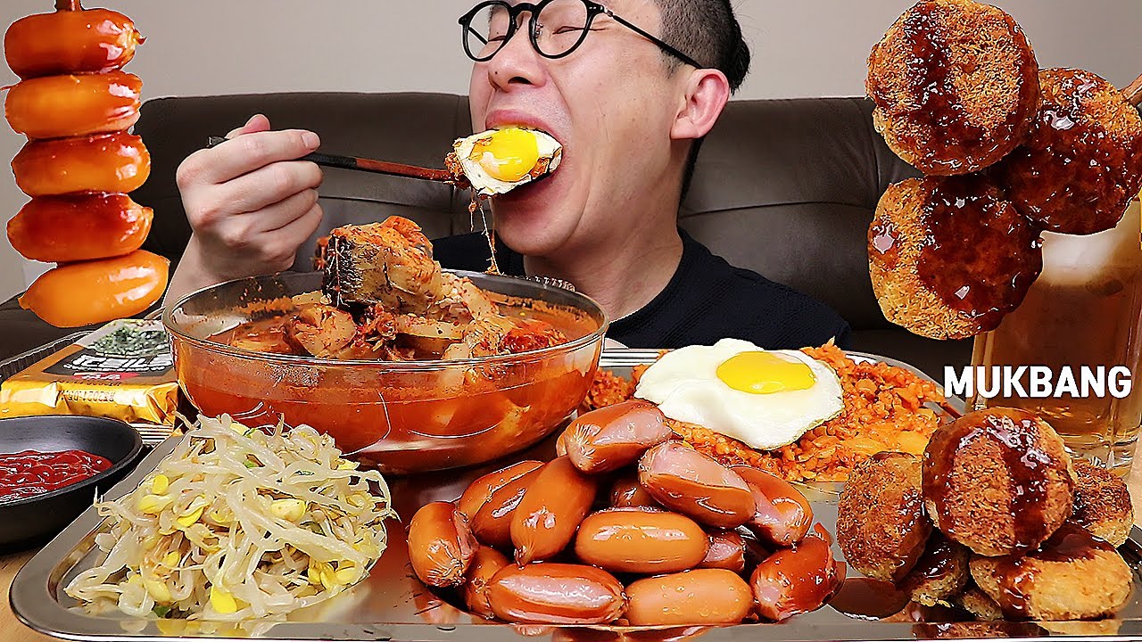 ASMR MUKBANGㅣPollack Stew🐟 & Cheese Kimchi Fride Rice  & SausageㅣEATING SHOW