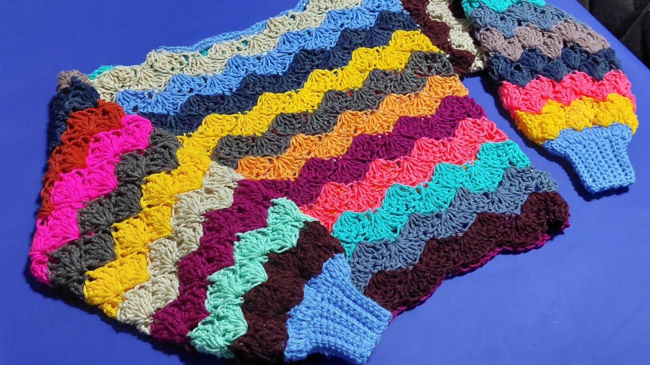 blusa de frio de croche feita com sobras de l&atilde; f&aacute;cil de fazer