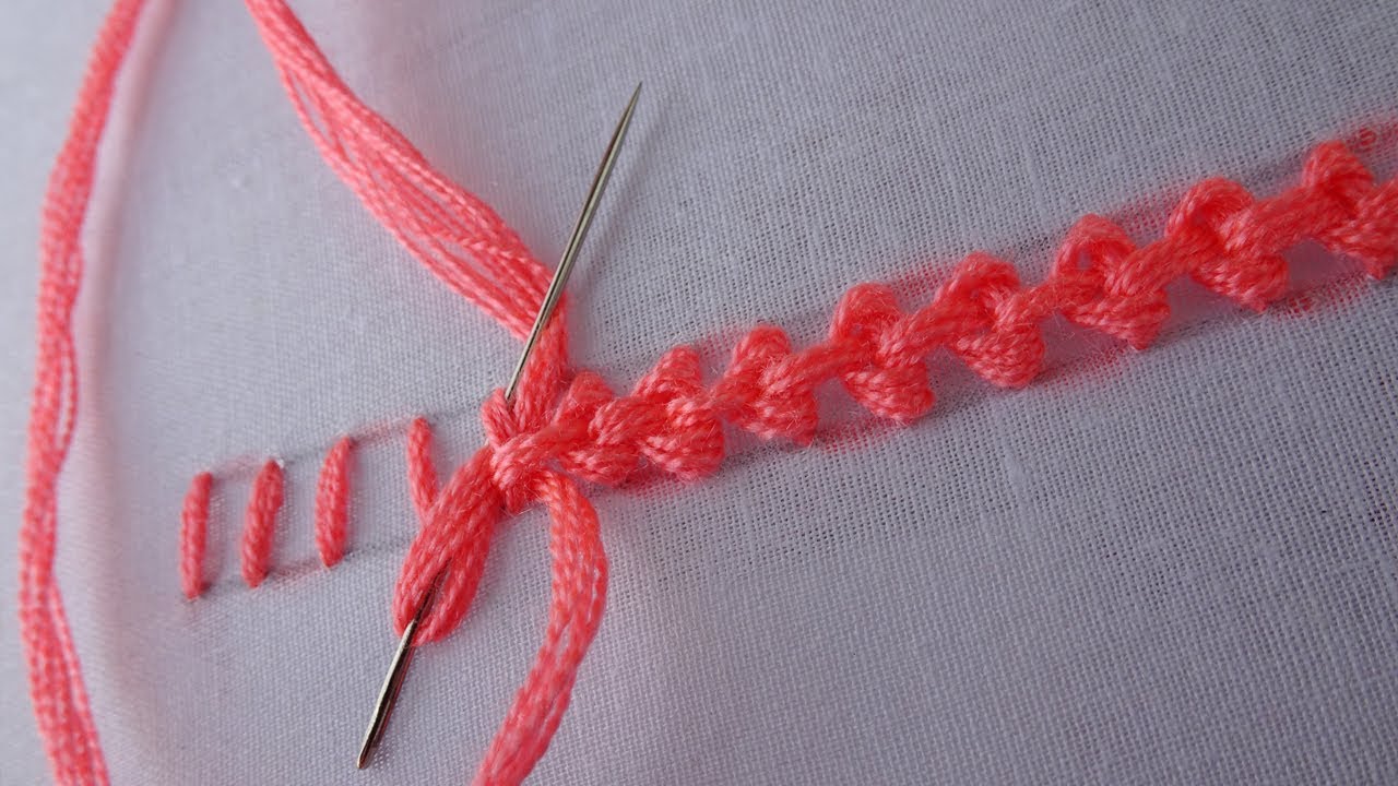 basic hand embroidery: Raised Chain Stitch Band
