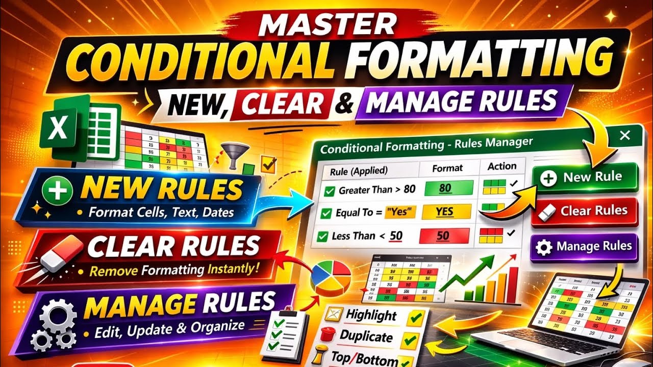 Excel me Conditional Formatting kaise use kare? | New Rule | Clear Rule | Manage Rule
