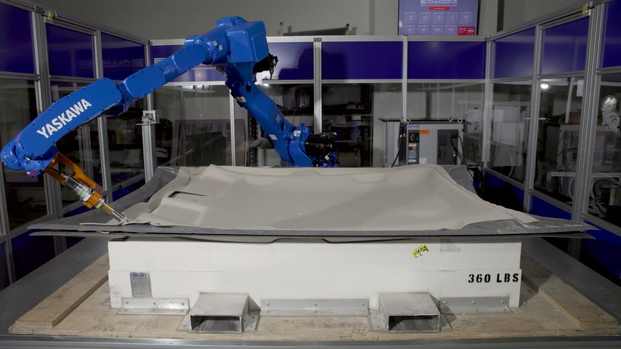 Robotic Ultrasonic Knife Cutting of Automotive Headliners | Alliance Automation, LLC - Flint, MI