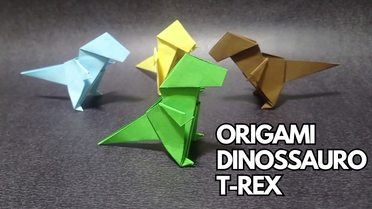 Origami de Dinossauro T-Rex (Tyranossauro) Tutorial Completo 🦖