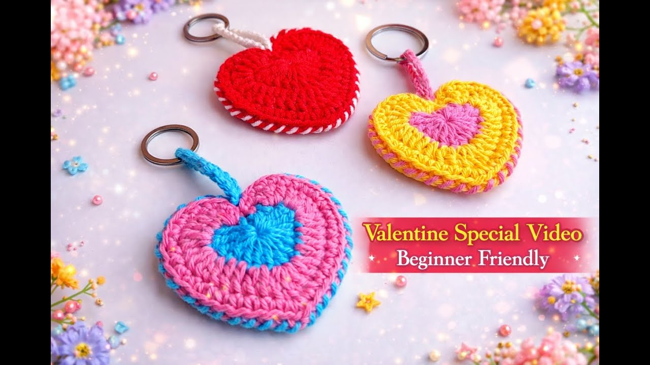 Crochet Keychain | Crochet Bag Charm | Crochet Heart | #tutorial