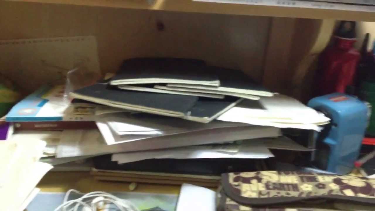 All kinds of books and homework ...