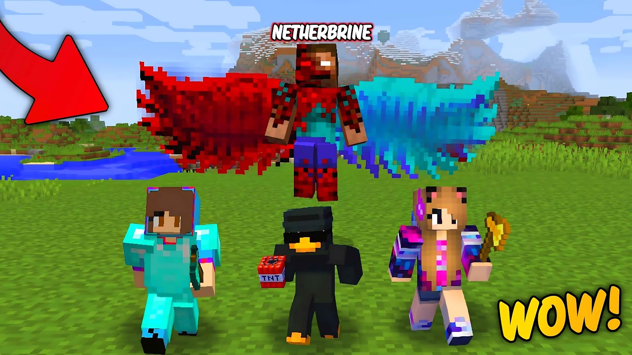 😱 1 V 3 Speedrunner VS Hunter But, i Become a Netherbrine in Minecraft