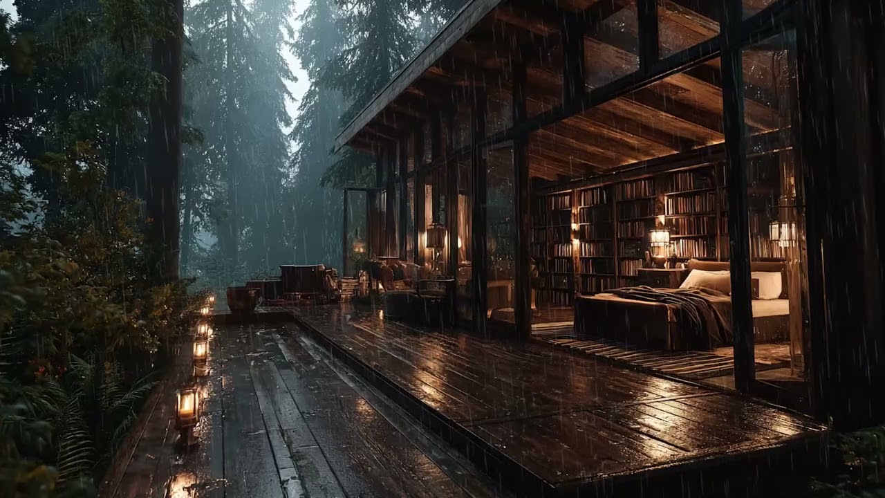 Rainy Day at a Forest Cabin ☔ 3 Hours 🌧️ Soft Thunder & Rain Sounds for Sleep, Study & Stress Relief