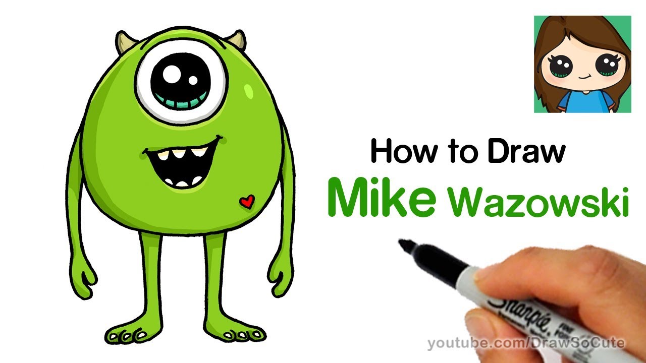 How to Draw Mike Wazowski Easy | Monster's Inc.