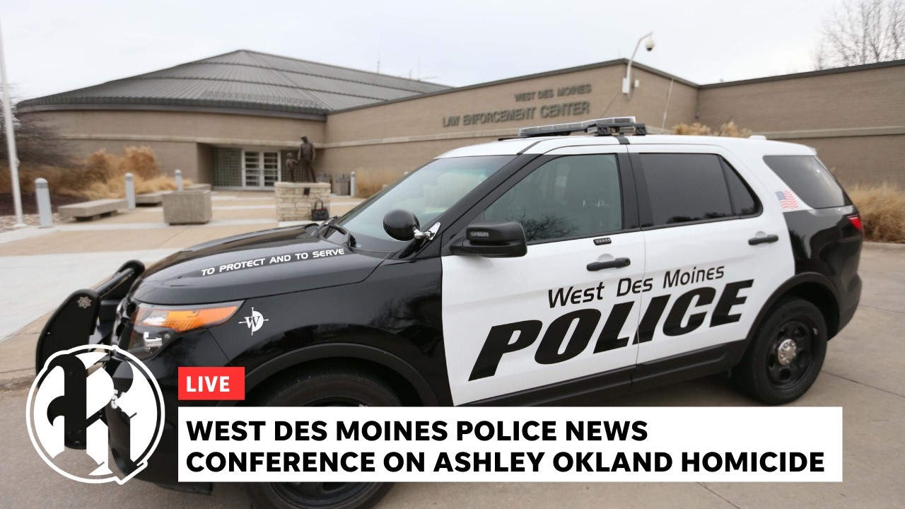 Пресс-конференция полиции Вест-Де-Мойна по поводу ареста подозреваемой в убийстве Эшли Окленд.