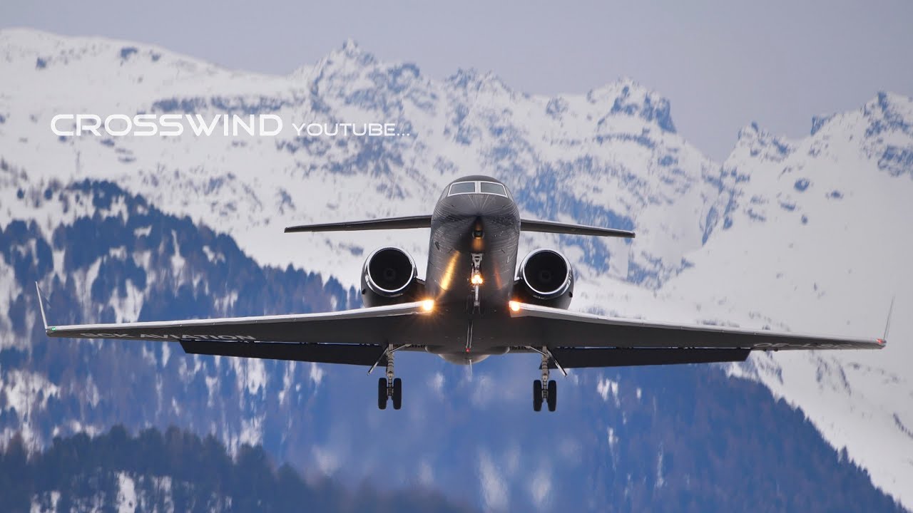 Elegant Black Gulfstream G450 | Mountain Landing & Take Off | 18.02.2024 Engadin Airport #GLF4