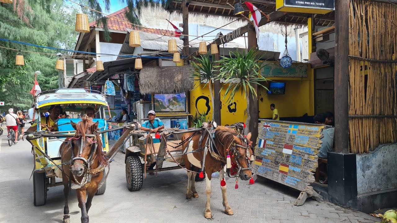 Walk around the island of Gili Trawangan. Indonesia. April, 2023. Part 1