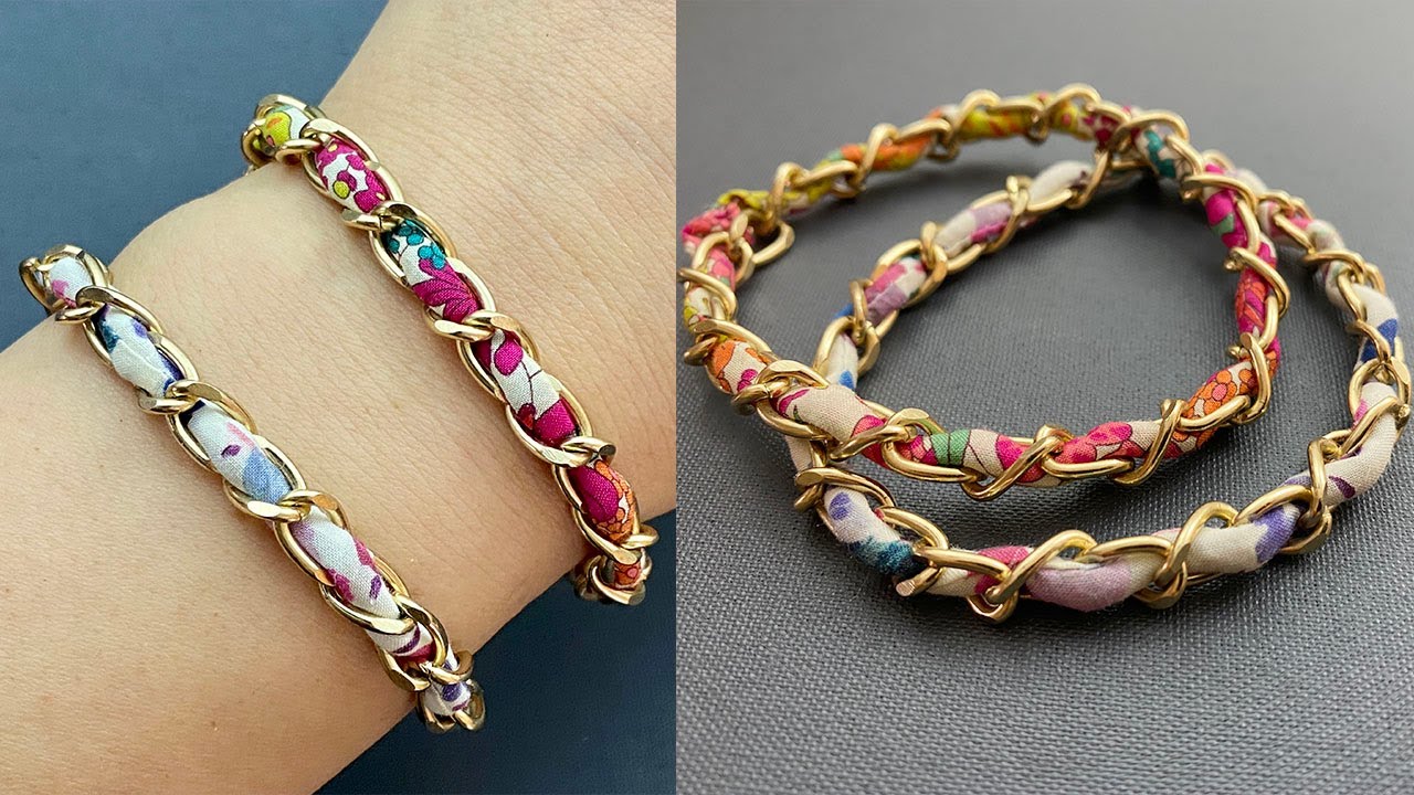 Beautiful Statement Link Chain Braided Liberty Fabric Bracelet | Bangle | Cuff | ब्रेसलेट | Pulseira