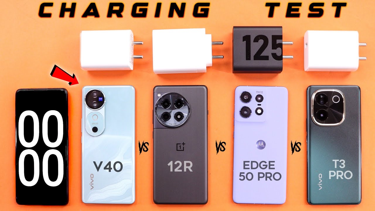 Vivo v40 vs Oneplus 12R vs Moto Edge 50 Pro vs Vivo T3 Pro - Charging Test Comparison