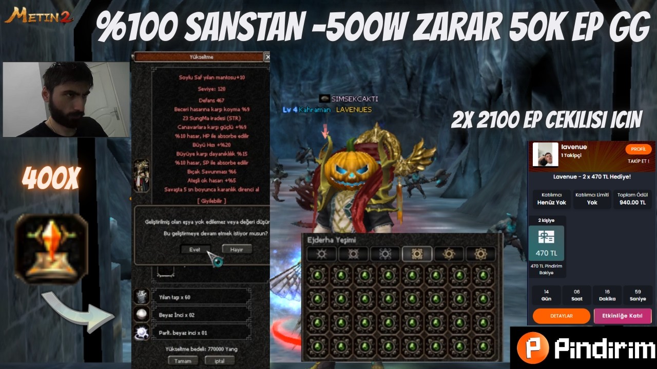 %100 ŞANSTAN ŞANSSIZLIĞA  -50K EP 500W  ✅ 2X2100 EP CEKİLİŞİ METİN2 TR STAR 28 #metin2tr #metin2