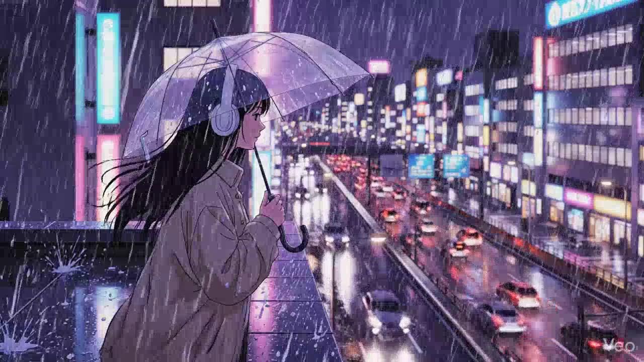 Japanese Neon City Rain 🌧️ Lofi Chillhop for Study & Focus