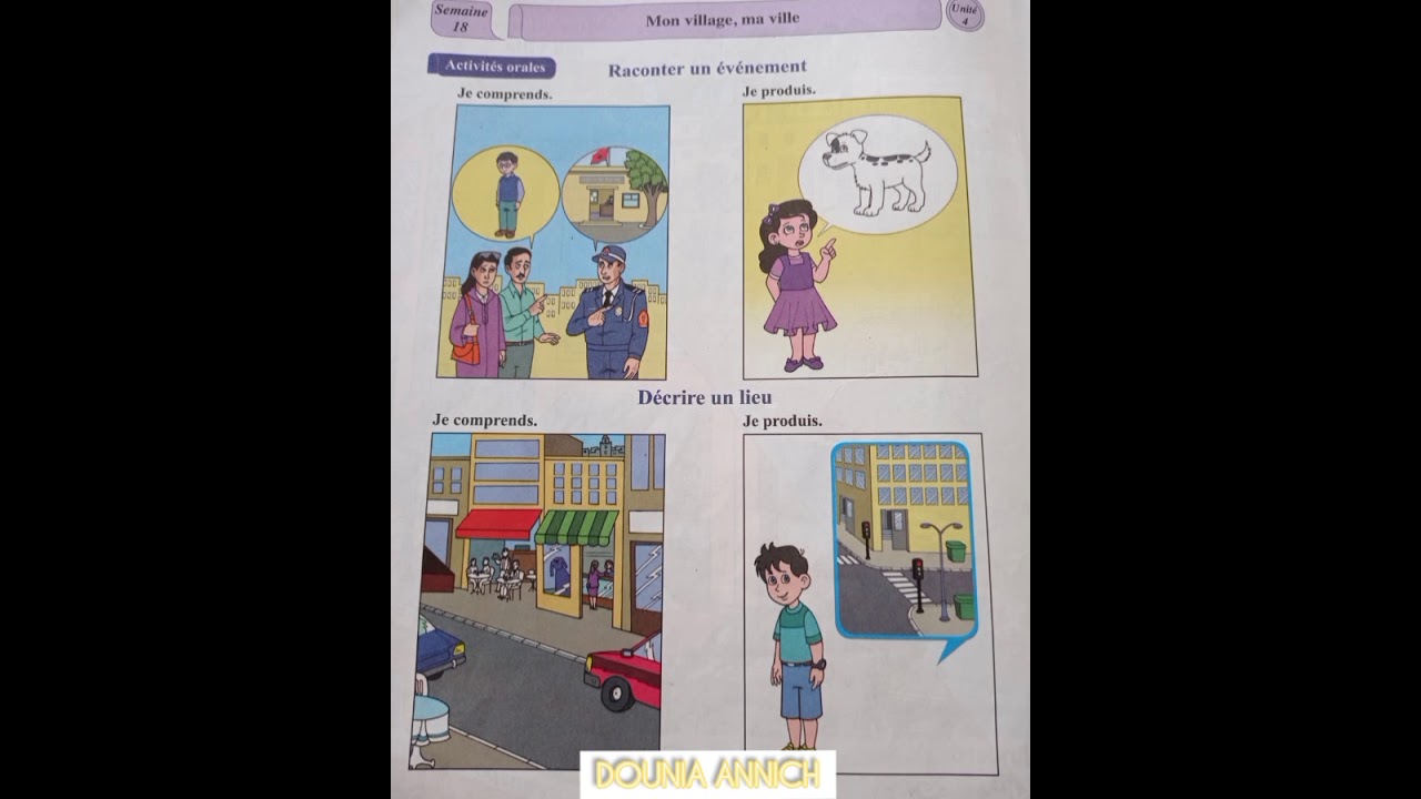 U.D 4 Semaine 18 Mon village, ma ville Activités orales :Raconter un événement