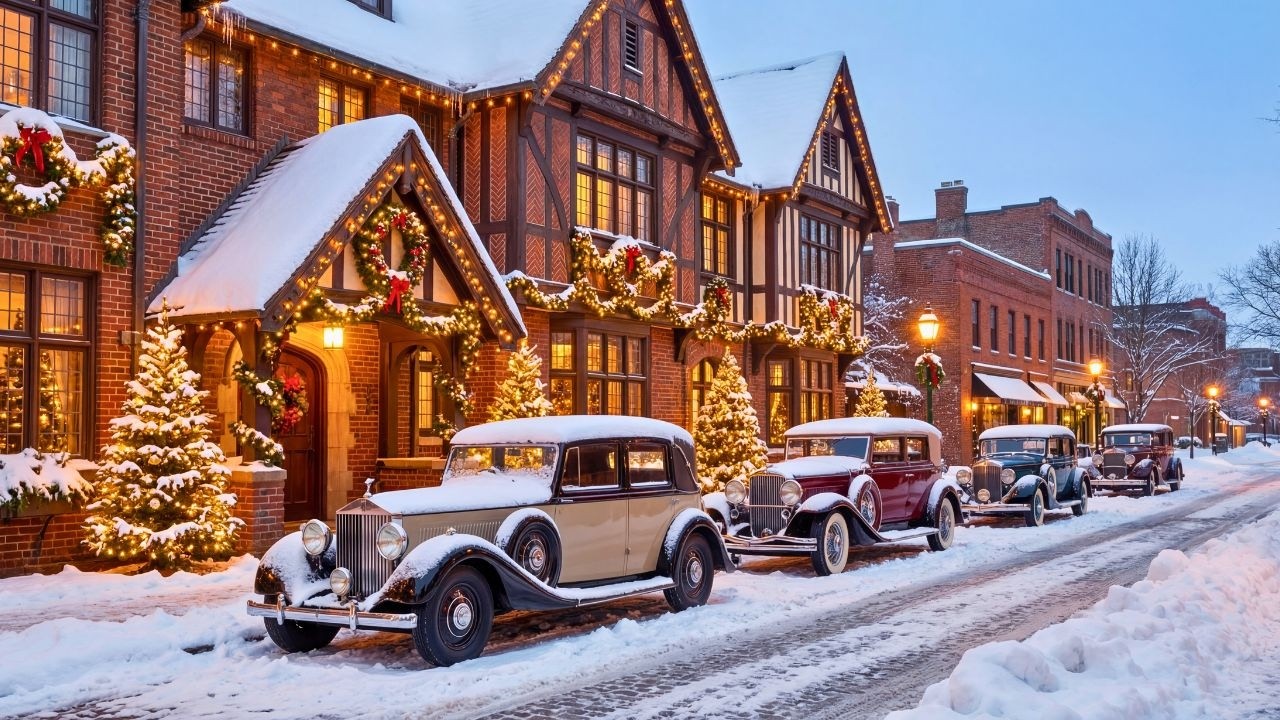 Winter Snowy Evening Street – Classic Jazz Piano Background Music Relax