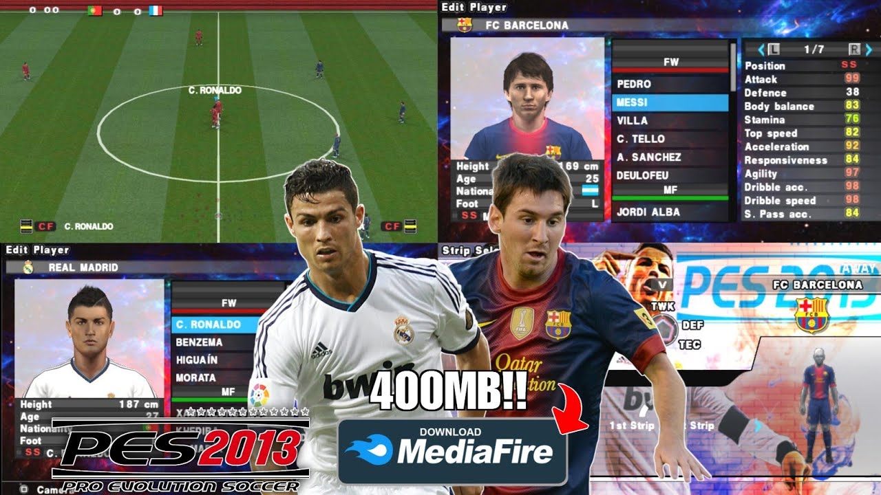 400MB!! GAME PES 2013 ORIGINAL PPSSPP ANDROID OFFLINE BEST GRAPHICS HD