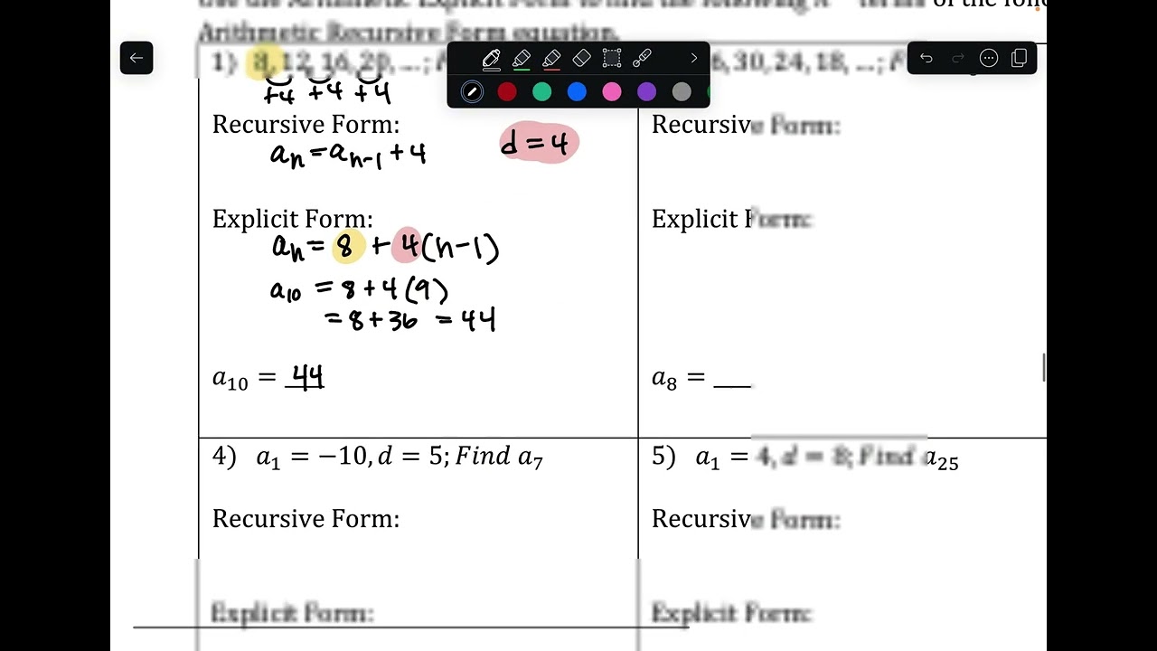 Arithmetic Sequences (Recursive and Explicit Form)