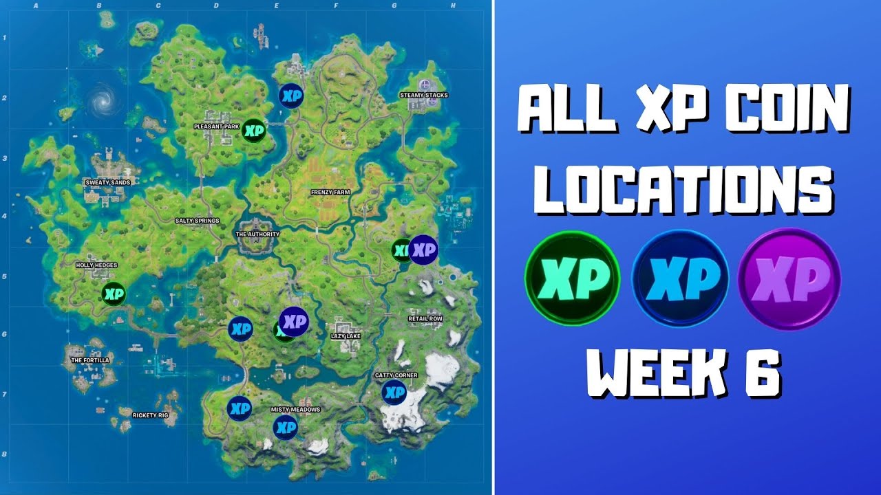 All 11 XP Coins Locations in Fortnite Week 6 (Green, Blue & Purple)! - Fortnite Chapter 2 Season 3