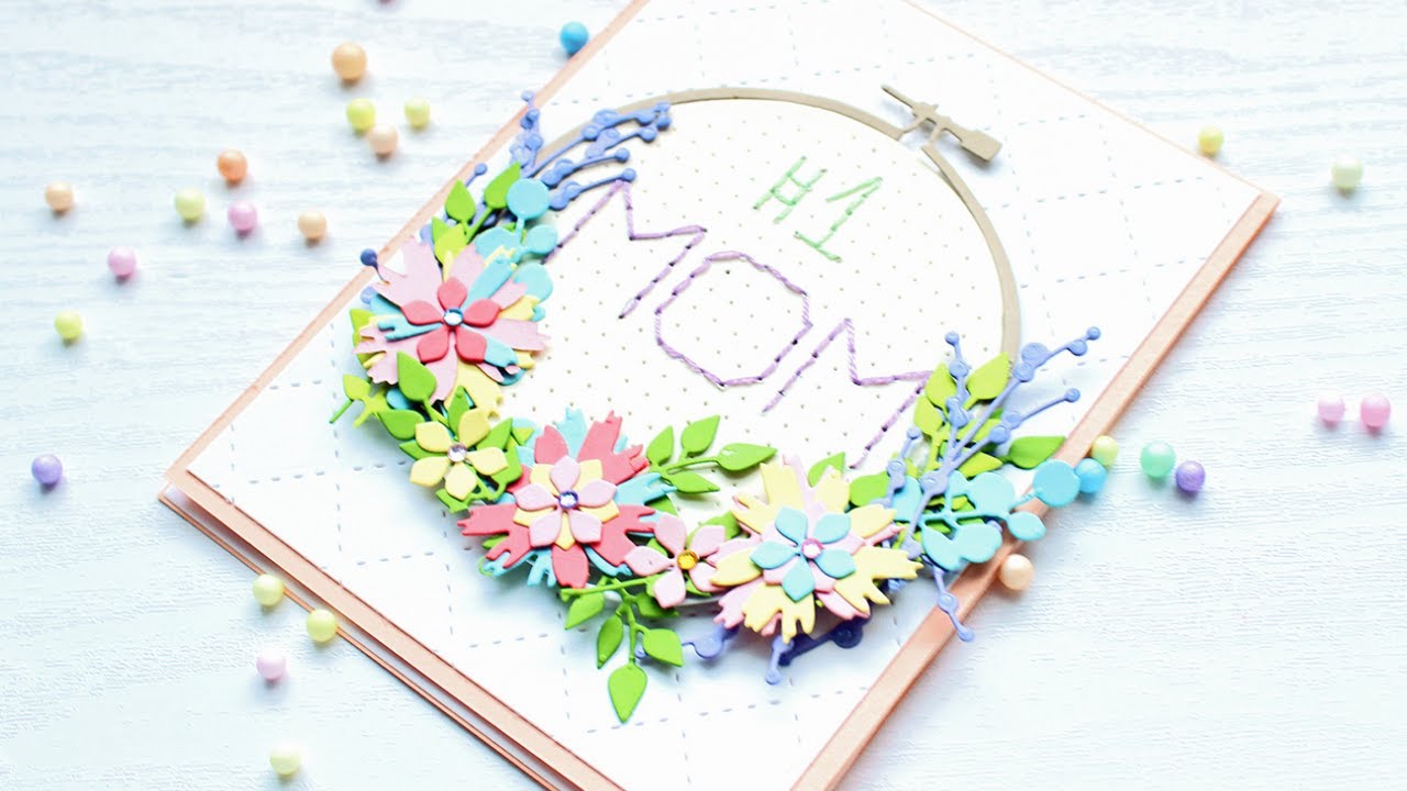 Floral Embroidery Mother's Day Gift Card Holder