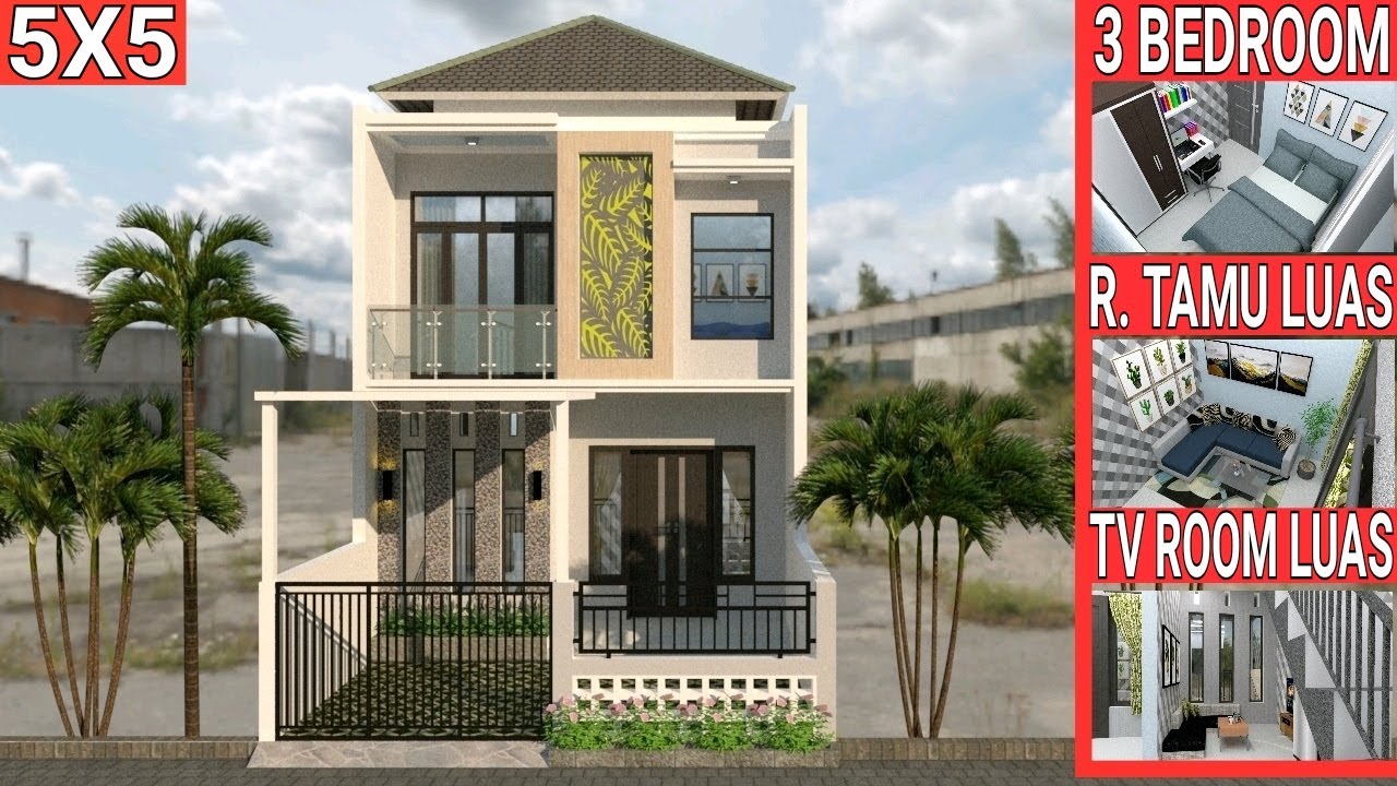 Desain Rumah 5x5 Meter 2 Lantai Dengan 3 Kamar Tidur