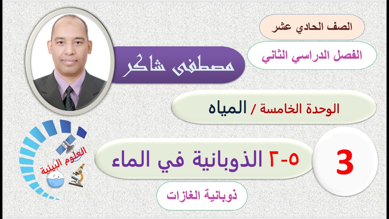 ذوبانية الغازات الجزء 3 (الذوبانية في الماء) العلوم البيئية صف حادي عشر دراسي ثاني كامبردج
