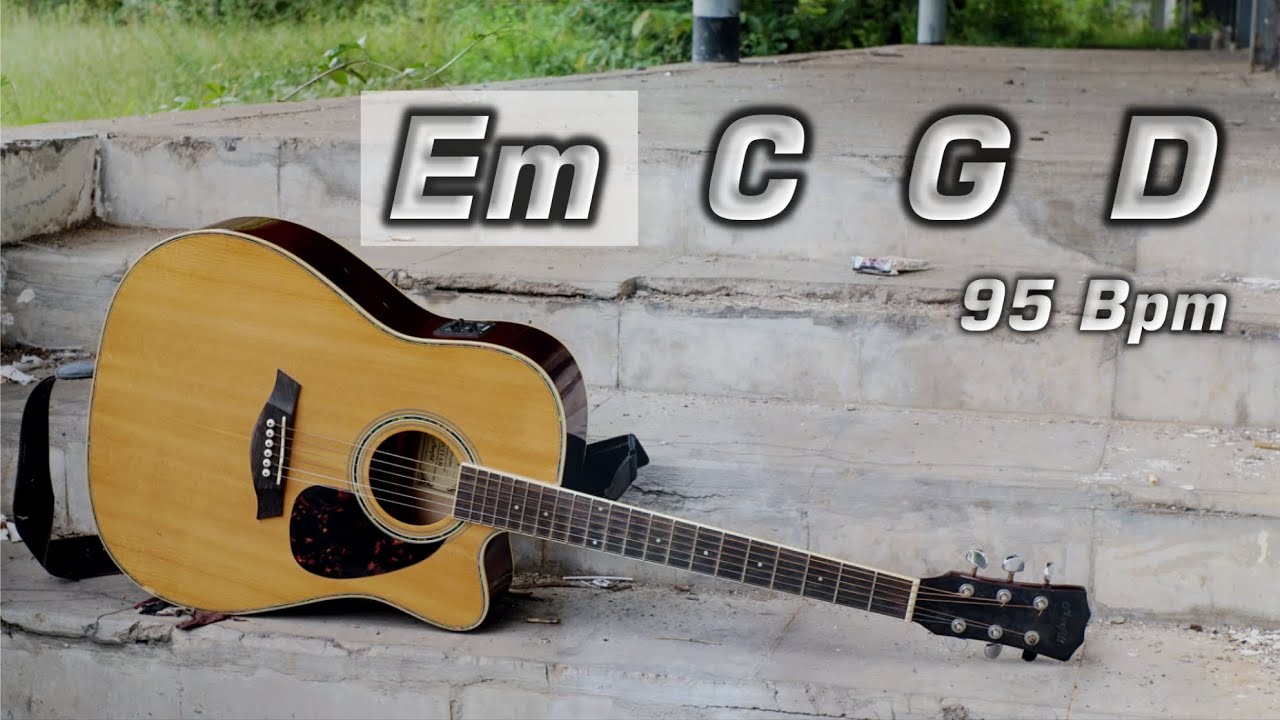 E Minor Acoustic Guitar Backing Track with Cajon - 95 Bpm