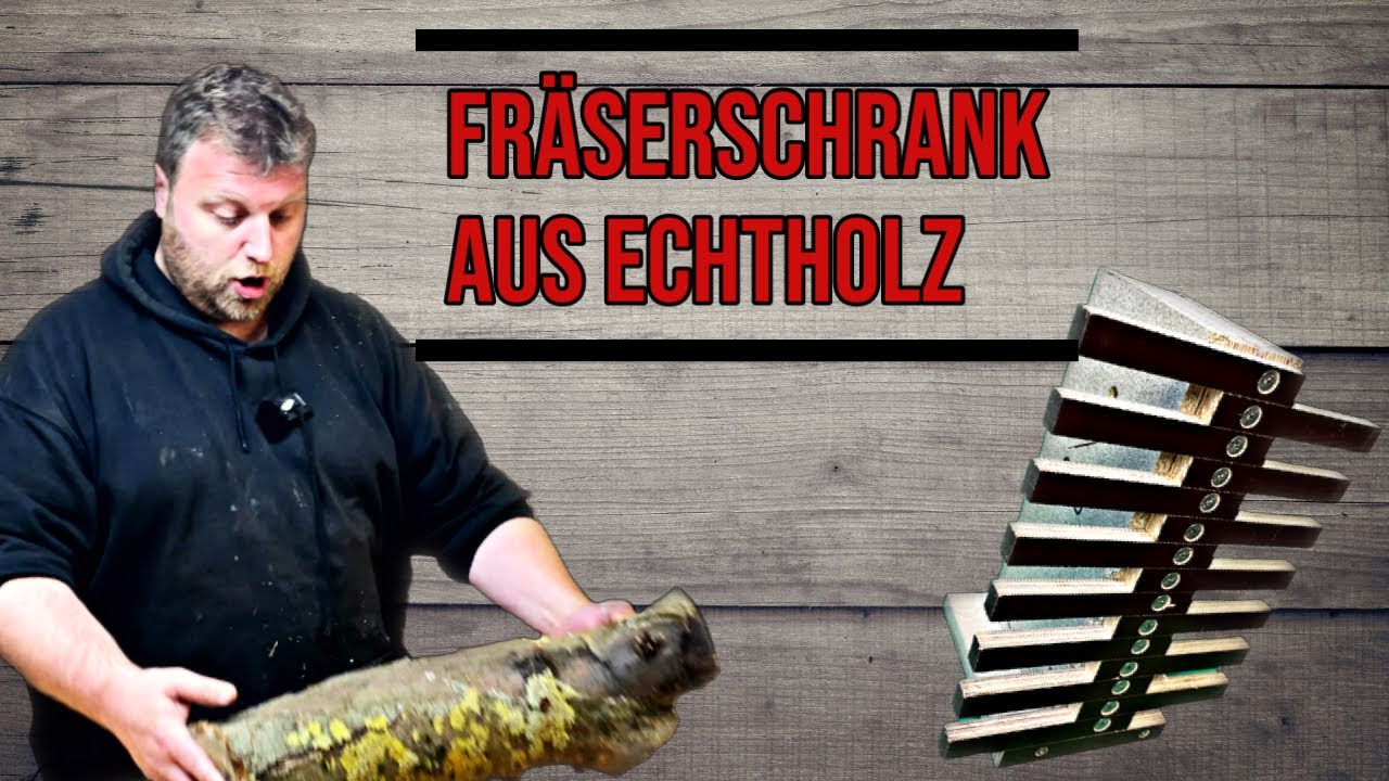 Fräserschrank aus Echtholz für die Werkstatt