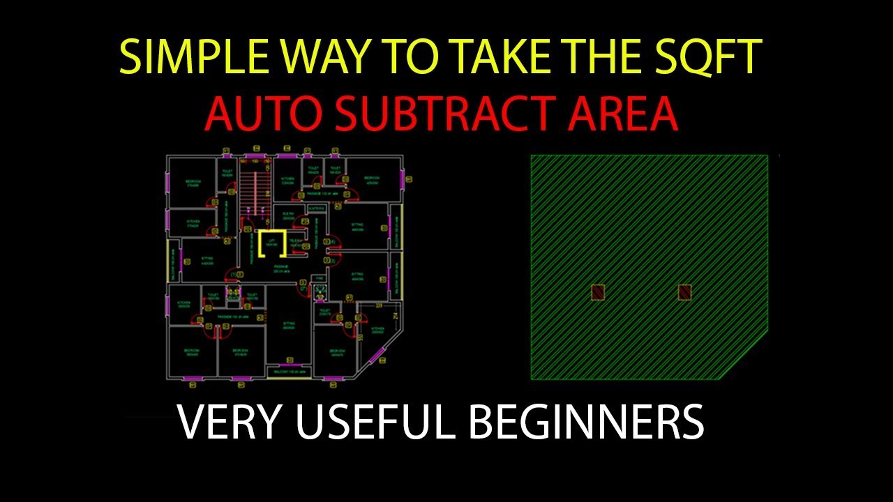 AutoCad area calculation for Beginners (AUTO SUBTRACT AREA)