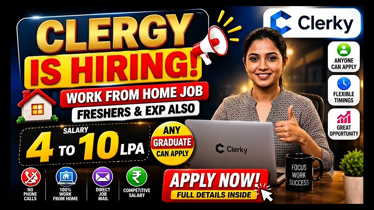 🔥 ఇంటి నుంచే ఉద్యోగం! | Clerky Work From Home | Telugu Jobs 2026 | Freshers Can Apply | ₹4&ndash;10 LPA