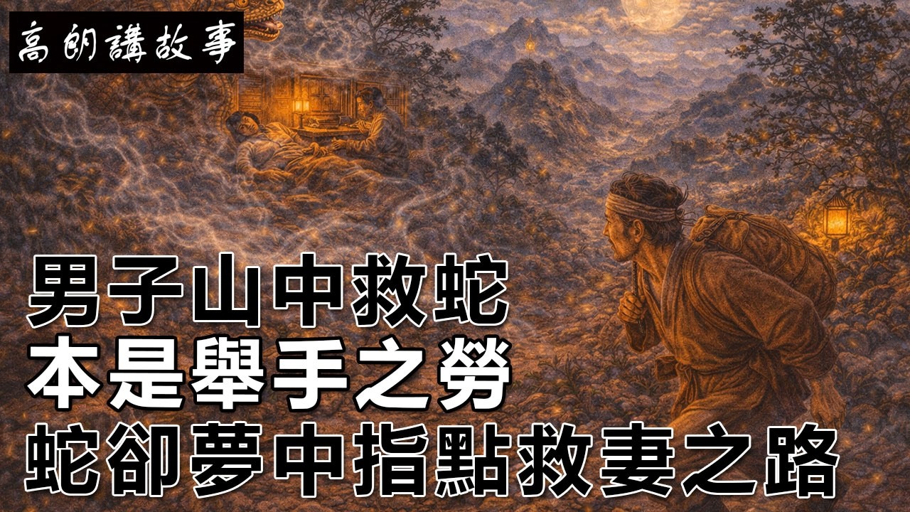 民間故事：男子山中救蛇，本是舉手之勞，蛇卻夢中指點救妻之路｜高朗講故事