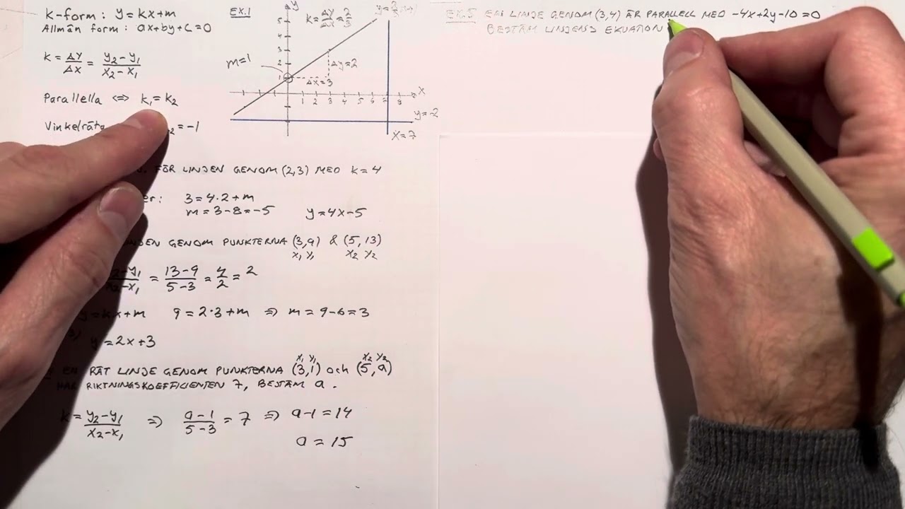 Matematik 1c Räta Linjens Ekvation