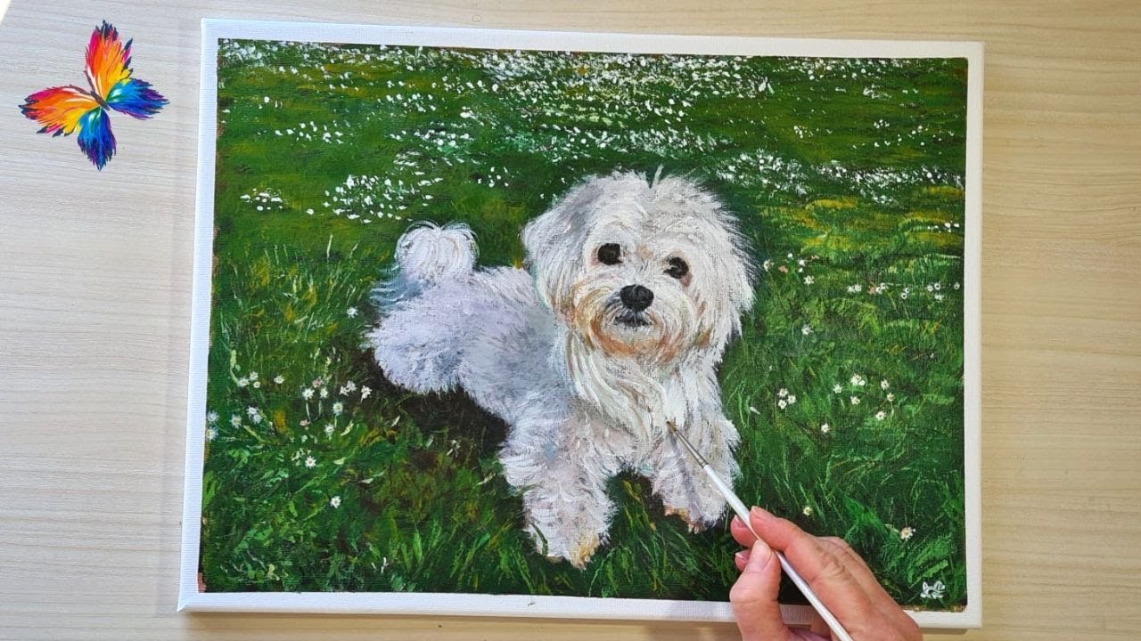 Como hacer un RETRATO de PERRO | Pintura acrílica| Pintar PELAJE | #36