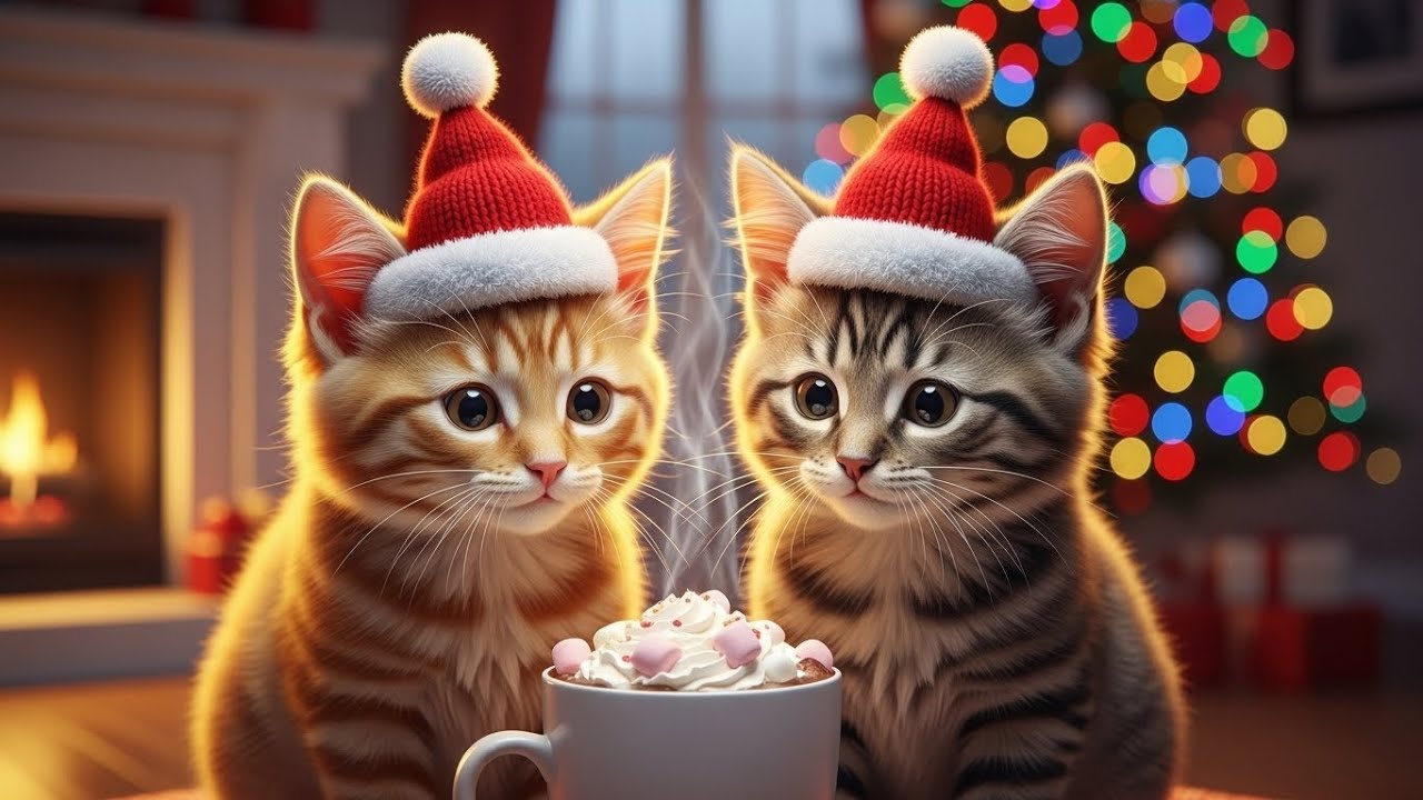 Cute Cats Celebrating Christmas: Cooking Dinner, Opening Gifts & Playing in Snow