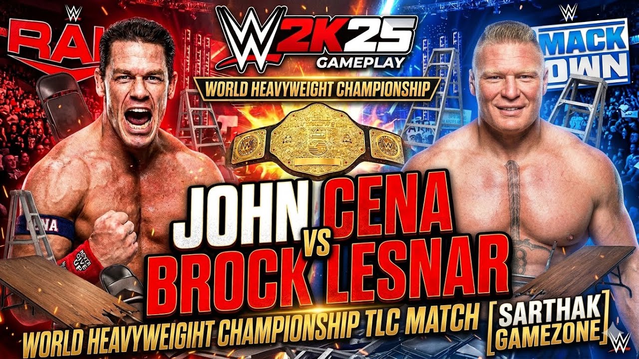 🔥JOHN CENA vs BROCK LESNAR – World Heavyweight Championship Match | WWE 2K25
