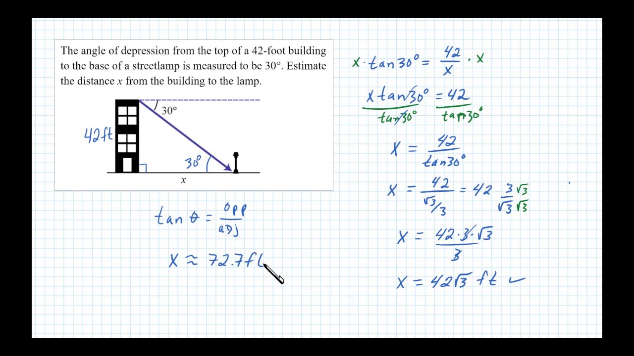 Find Distance Given Height of Building (Use Tangent)