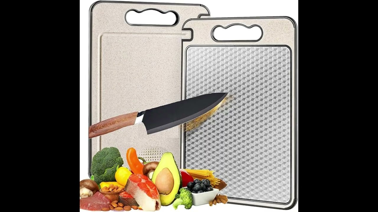 Review: Best Double-Sided Cutting Board for Kitchen | Stainless Steel & Wheat Straw  #ad